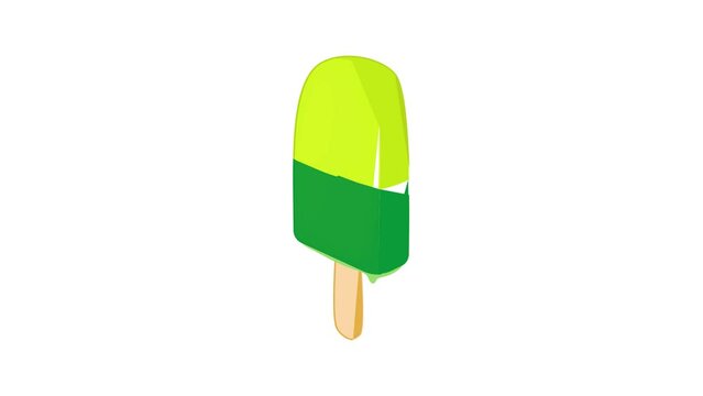 Frosty yellow and green fruit popsicle icon animation best cartoon object on white background