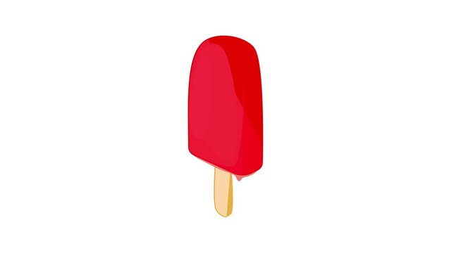 Frosty red fruit popsicle icon animation best cartoon object on white background
