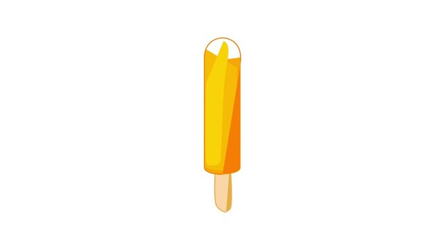 Frosty orange fruit popsicle icon animation best cartoon object on white background