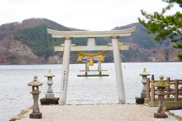 Gordijnen Torii of Watazumi jinja or Shrine in Tsushima, Nagasaki, Japan - 日本 長崎県 対馬 和多都美神社 鳥居 © Eric Akashi