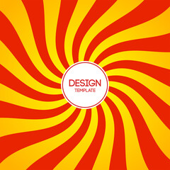 Abstract colorful background with red and yellow wavy stripes, stylized sun. Abstract geometric cover. Applicable for covers, placards, posters, brochures, flyers, banner design. Vector illustration.
