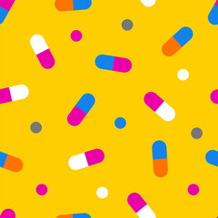 Pills seamless pattern, medicine texture