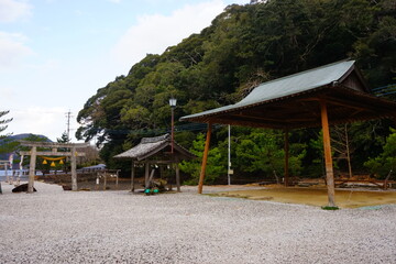 日本 長崎県 対馬 和多都美神社 手水舎