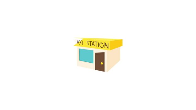 Taxi station icon animation best cartoon object on white background