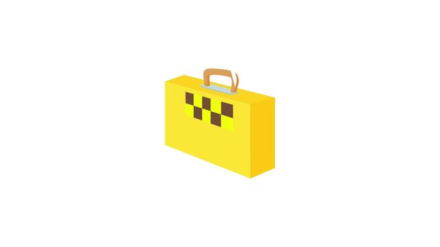 Yellow suitcase with a taxi sign icon animation best cartoon object on white background