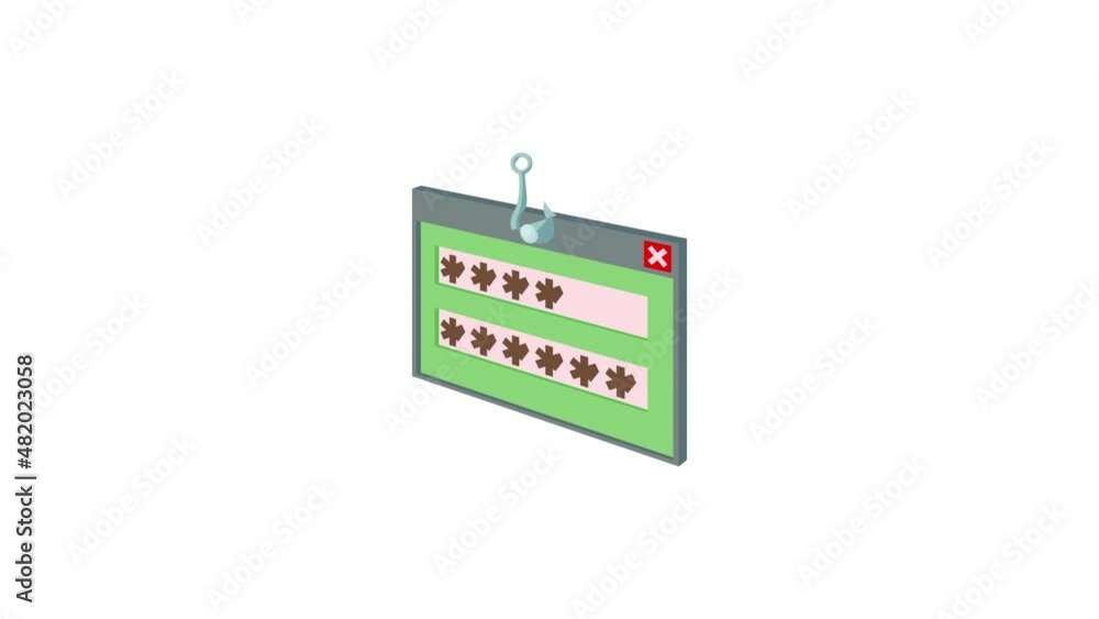 Poster internet phishing, hacking login and password icon animation best cartoon object on white background