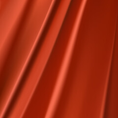 Red fabric background with wavy shadows vector stock illustration.