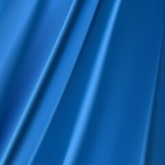 Blue fabric background with wavy shadows vector stock illustration.