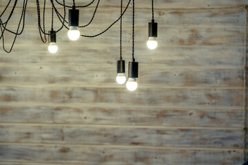 Decorative set of Edison light bulbs in retro style. Vintage and antique style.