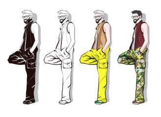 Fashion man. Sketch of fashion man on a white background. Spring man. Street style