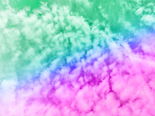 Fototapeta na wymiar beauty sweet pink green colorful with fluffy clouds on sky. multi color rainbow image. abstract fantasy growing light