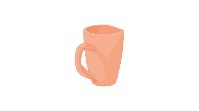Red tea cup icon animation best cartoon object on white background