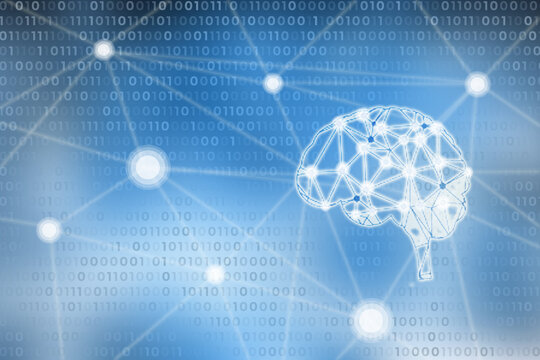 2d illustration brain artificial intelligence

