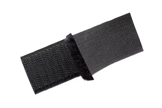 white Velcro tape isolated on black Stock Photo