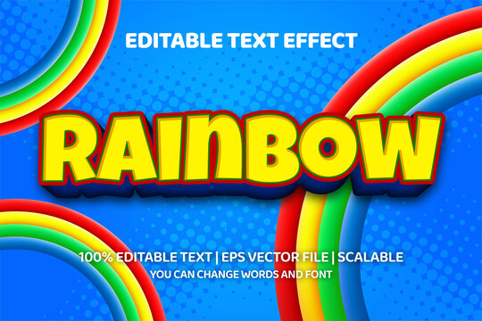 rainbow editable text effect with comic style 