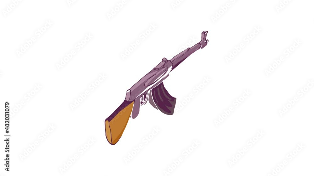 Poster automatic machine ak 47 icon animation best cartoon object on white background