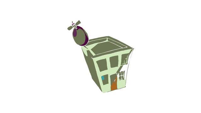 Bomb hit the home icon animation best cartoon object on white background