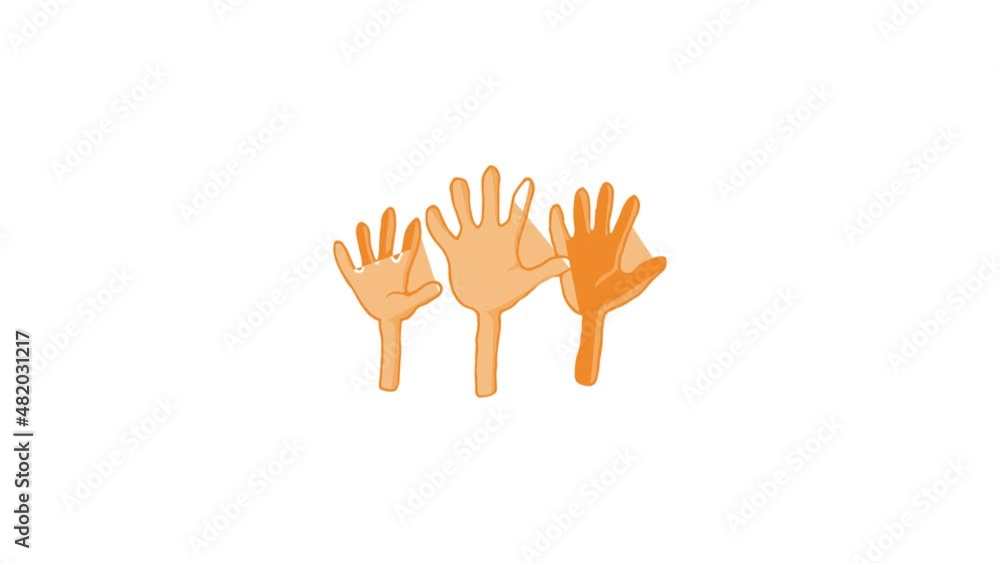 Poster open empty raising hands to ask for something icon animation best cartoon object on white background
