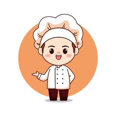 Cute and kawaii male chef or baker cartoon manga chibi vector character