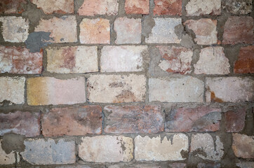 Texture background from an old unplastered brick wall