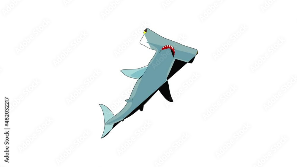 Wall mural Hammerhead shark icon animation best cartoon object on white background - Wall murals