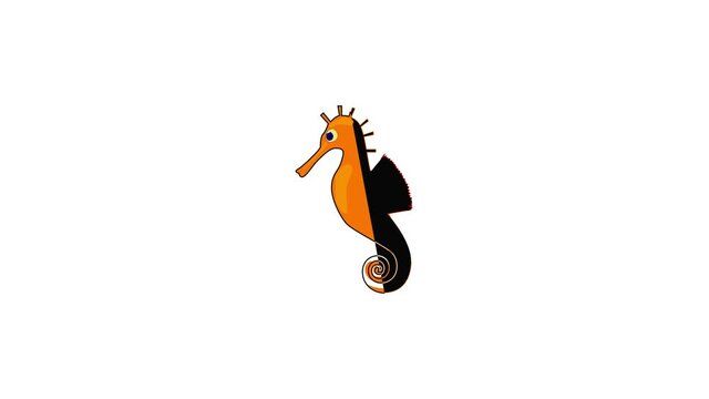 Seahorse, hippocampus icon animation best cartoon object on white background