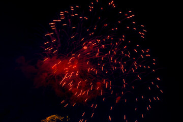 Fireworks in the night sky in honor of Victory Day.