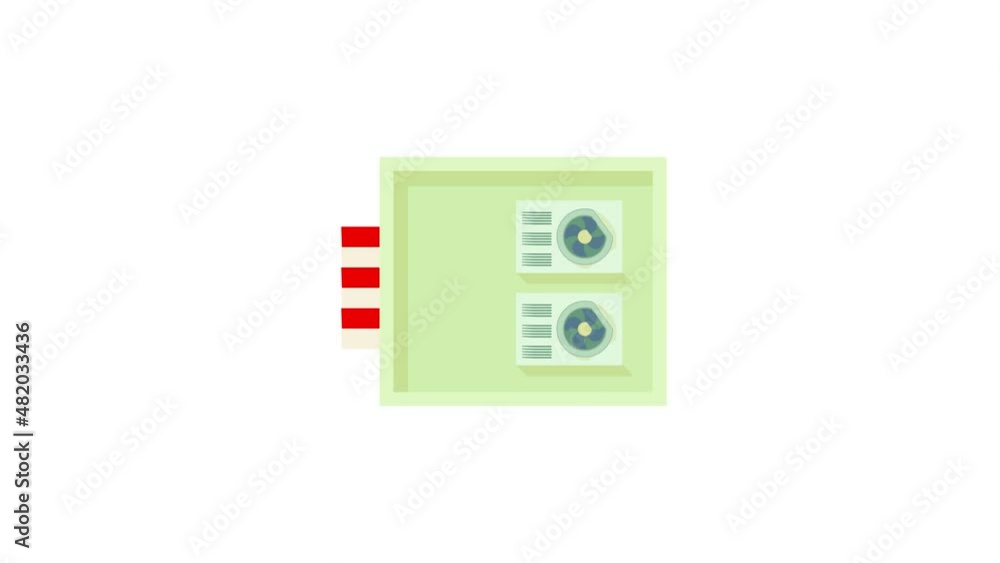 Aufkleber top view of modern building with conditioners icon animation best cartoon object on white background