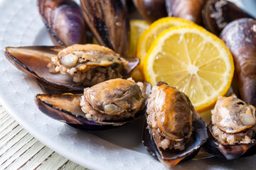 Turkish Street Food Stuffed Mussels with Lemon - Midye Dolma