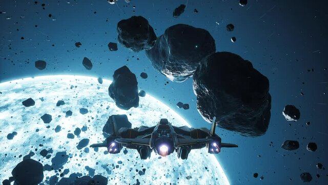 Space Shooter 3D Video Game imitation. Stars On The Background