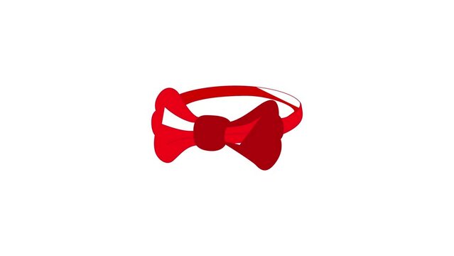 Red bow tie icon animation best cartoon object on white background