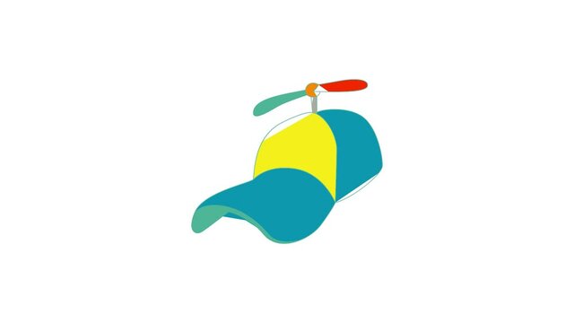 Yellow and blue propeller cap icon animation best cartoon object on white background