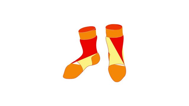Pair of yellow socks icon animation best cartoon object on white background