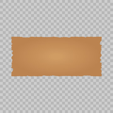 Torn cardboard paper. Brown cardboard with ripped edges isolated on transparent background, Vector