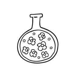 beautiful glass bottle with magic liquid with flowers. vector illistration