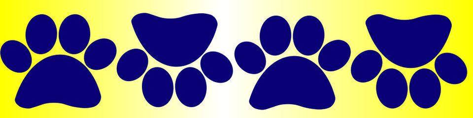 
A set of animal footprints. Horizontal banner in cartoon style. For designing a wide range of objects of various sizes and colors without loss of quality.EPS10.