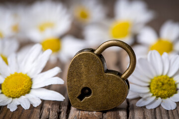 Obraz premium Heart shaped padlock. Valentines day love concept.