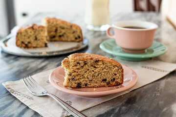 Orange cake and chocolate chips. Vegan recipe