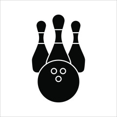 Bowling ball and pin icon. Simple icon skittles with ball. vector illustration on white background. eps 10