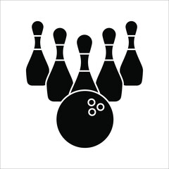 Bowling ball and pin icon. Simple icon skittles with ball. vector illustration on white background. eps 10