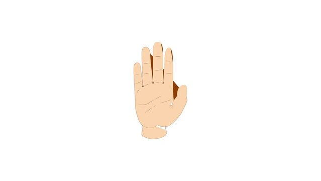 Hand showing five fingers. Welcome or stopping gesture. icon animation best cartoon object on white background
