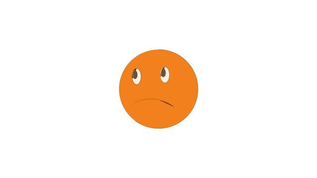 Sad unhappy emoticon animation best cartoon object on white background