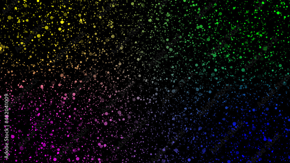 Poster futuristic flight of snowflakes in neon rays of light. the visual effect of dense heavy snowfall on 