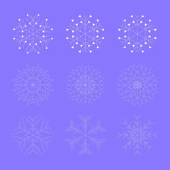 Fototapeta na wymiar white snowflakes, a festive set of decorative elements for winter holidays