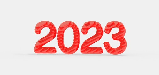 Happy New Year 2023. 3D illustration numbers isolated