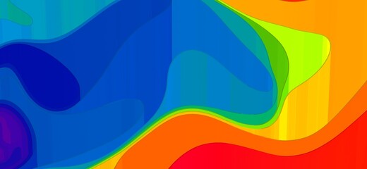 Smooth wave lines on blue neon color light background.