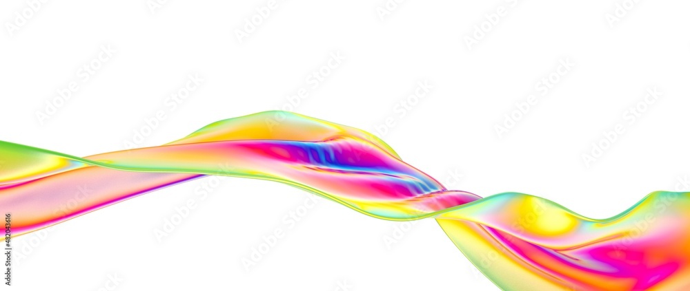 Poster rendering abstract background with holographic twisted shapes