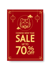 Obraz na płótnie Canvas Chinese new year sale poster. Happy Chinese new year 2022. Chinese New Year Sale Promotion Template.