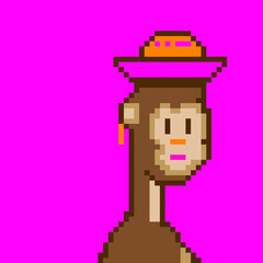 Vector illustration of cartoon monkey - Pixel design