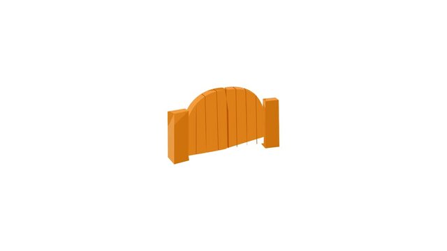 Wooden gate icon animation best cartoon object on white background
